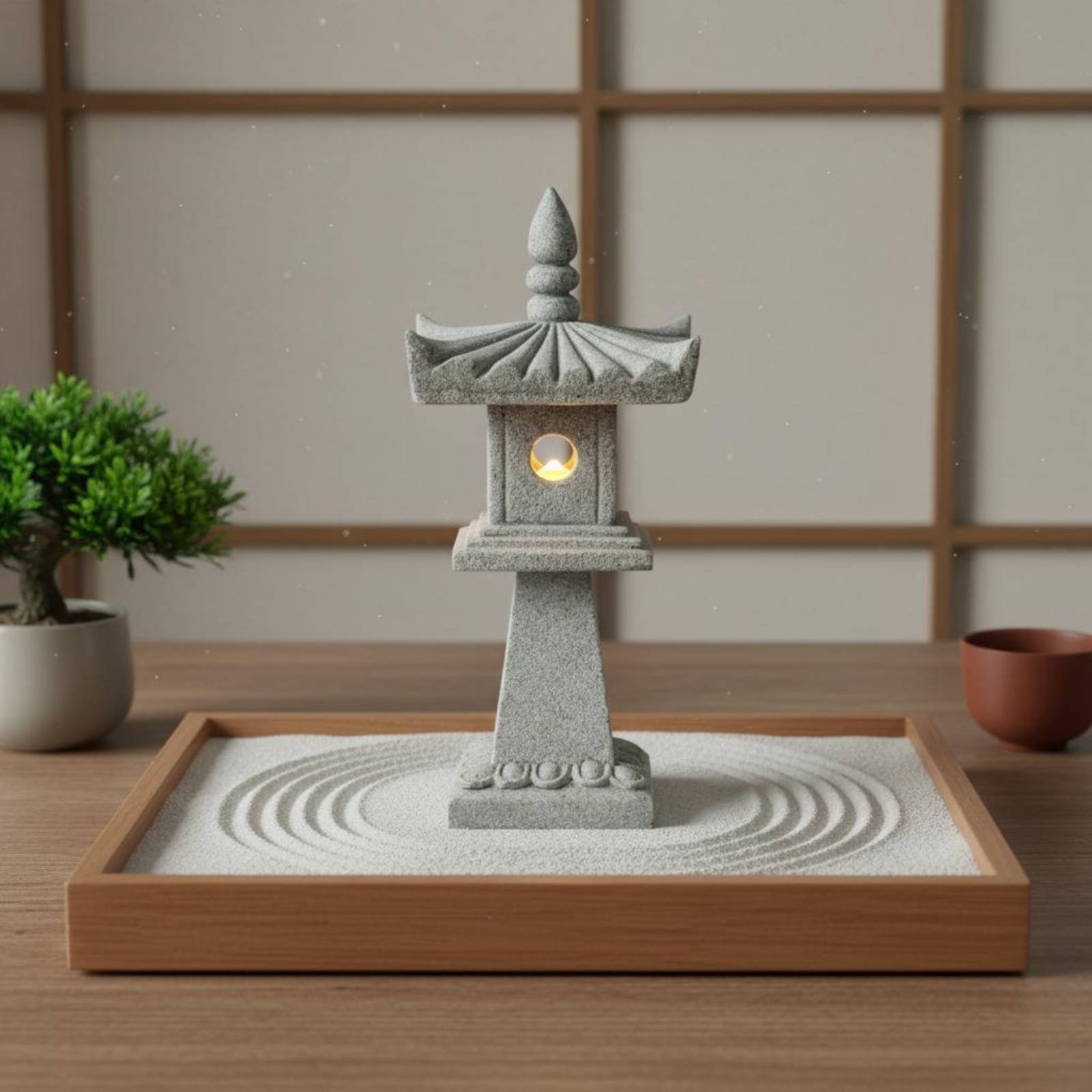 Bonsai Garden Decor - โคมไฟหินจิ๋วสไตล์โบราณ ตกแต่งบอนไซ ประดับสวน ศาลาพักผ่อน ของขวัญสุดเพอร์เฟกต์ รูปปั้นเจดีย์ญี่ปุ่น