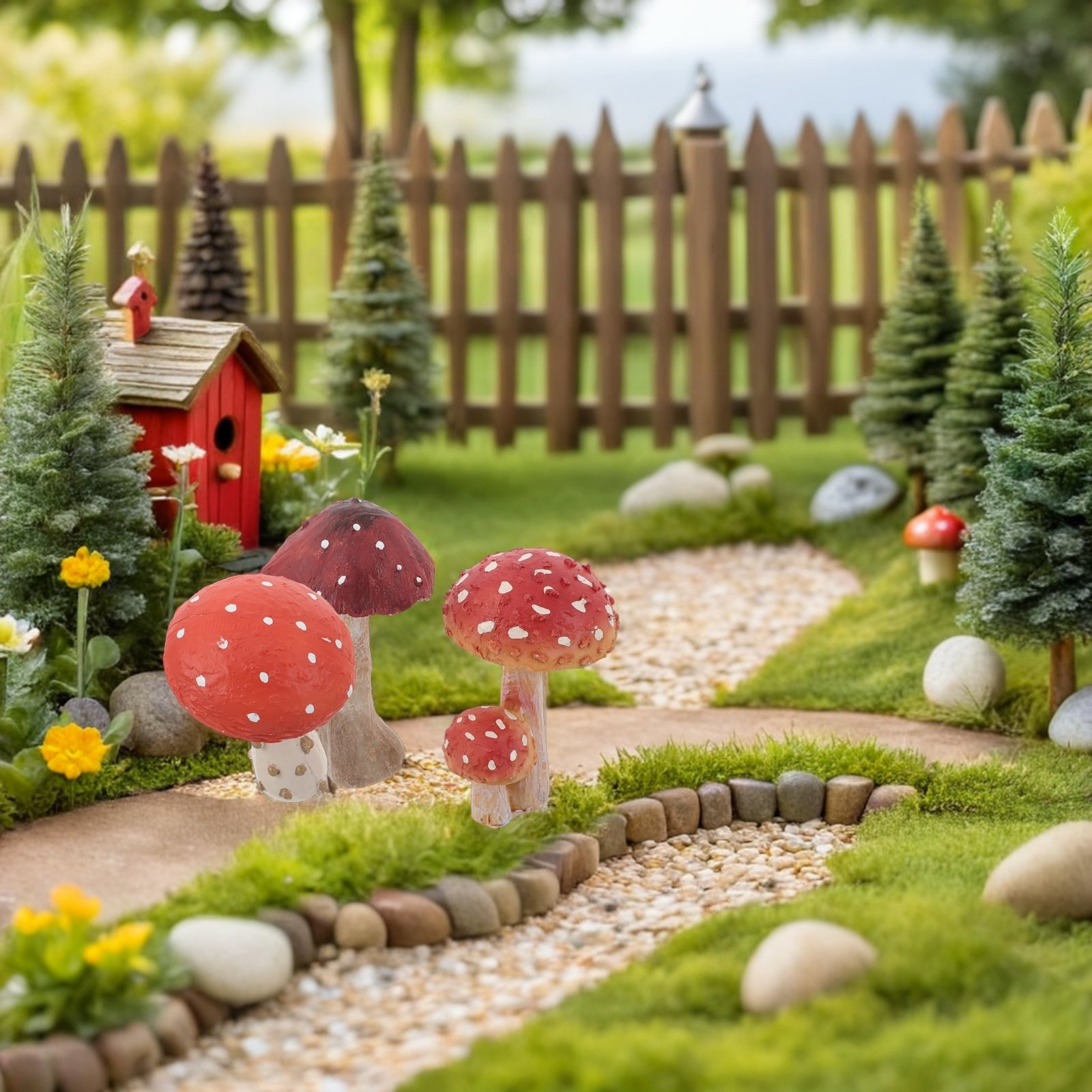 Bonsai Garden Set Up - รูปปั้นเห็ดเรซิ่น 3 ชิ้น สำหรับตกแต่งสวน ตกแต่งภายนอกบ้าน สนามหญ้า