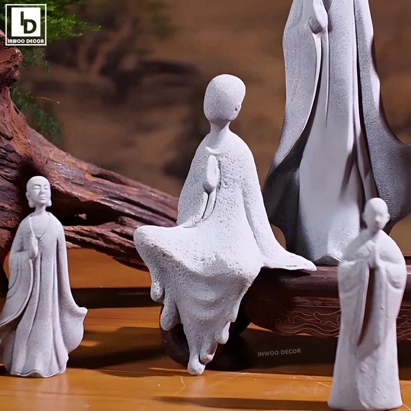 Bonsai Garden For Desk - รูปปั้นพระพุทธรูปพระพุทธรูปเล็กๆน้อยๆรูปปั้นพุทธรูปปั้นพระพุทธรูปแกะสลักบอนไซสวนเครื่องประดับโต๊ะโยคะการตกแต่งบ้านพิพิธภัณฑ์สัตว์น้ำ