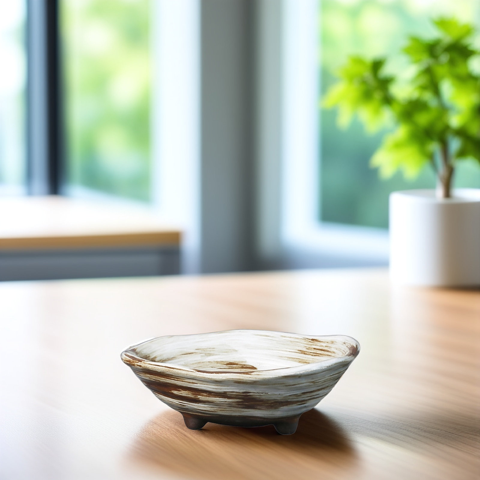 Bonsai Garden For Desk - กระถางบอนไซเซรามิกสไตล์ญี่ปุ่นแบบมีขาตั้ง สำหรับปลูกต้นไม้ในร่มและกลางแจ้ง ตกแต่งโต๊ะทางเข้า โต๊ะทำงาน และสวน