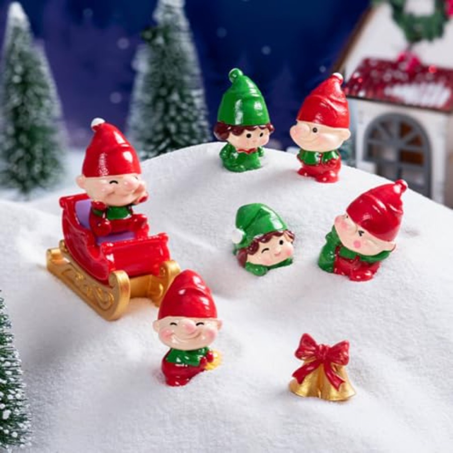 Bonsai Garden Japan - ตุ๊กตาเอลฟ์เรซินขนาดเล็กสำหรับตกแต่งคริสต์มาส เหมาะสำหรับงาน DIY ตกแต่งสวนเทพนิยาย ไมโครแลนด์สเคป อุปกรณ์ตกแต่งงานปาร์ตี้คริสต์มาส