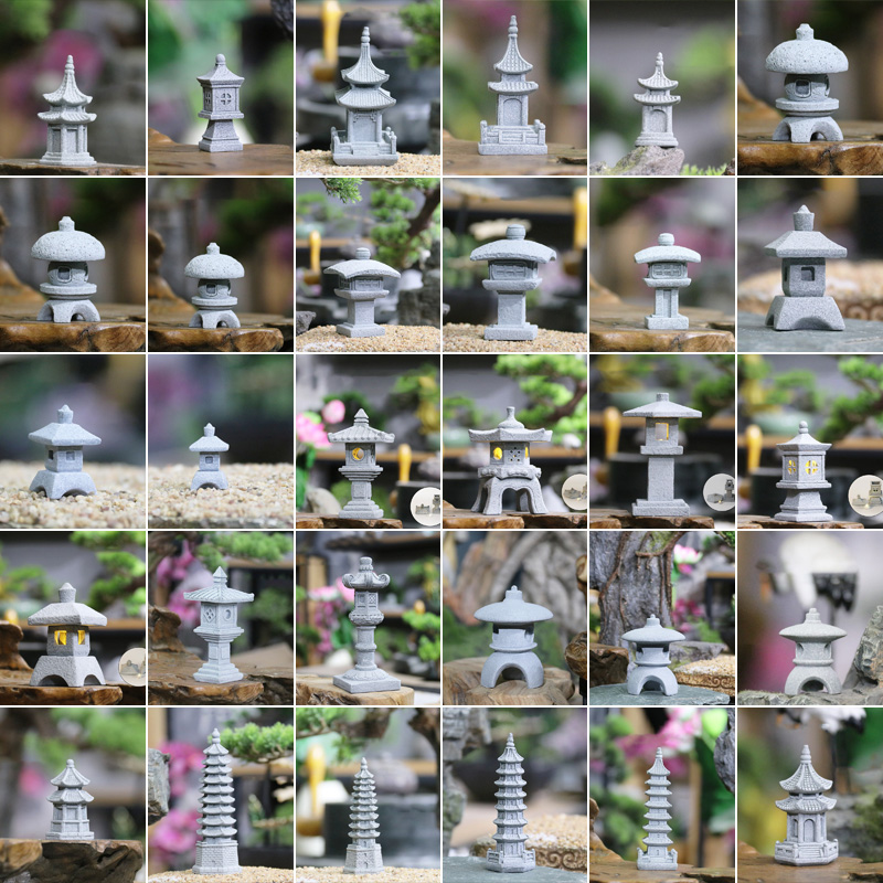 Bonsai Garden Japan - ของตกแต่งบ้านสไตล์วินเทจ เซน มินิเอเจอร์ หอคอยหินทราย ศาลา โคมไฟ