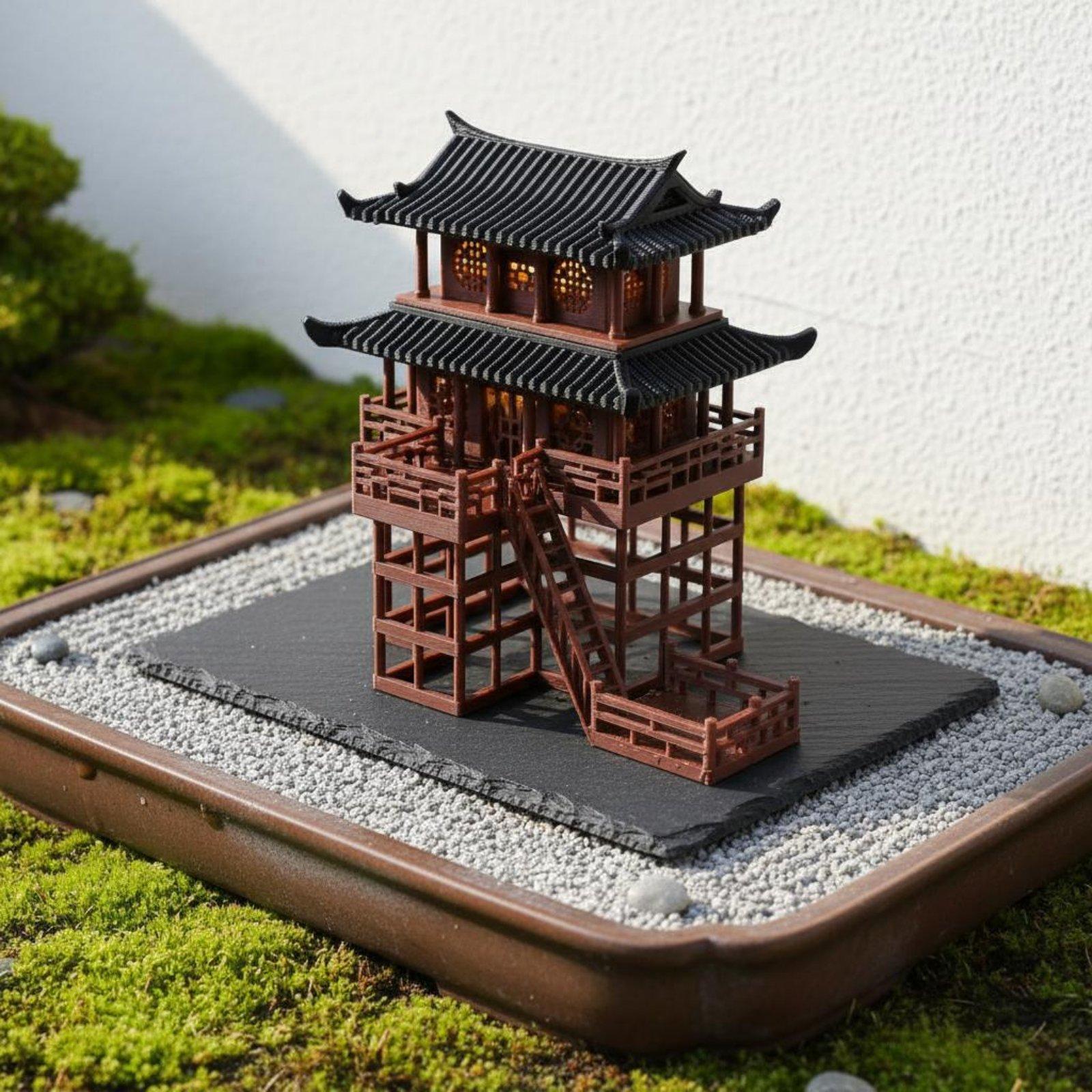 Bonsai Garden Mini - ศาลาพลาสติกตั้งโต๊ะทรงเจดีย์ขนาดเล็ก ตกแต่งบ้านสไตล์ญี่ปุ่น สำหรับสวนบอนไซ