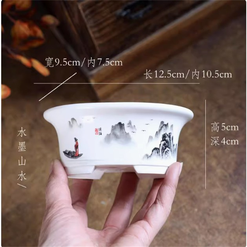 พอร์ซเลนสีขาวรูปไข่Bonsaiหม้อ, - Bonsai Garden For Desk บทวิจารณ์และราคา