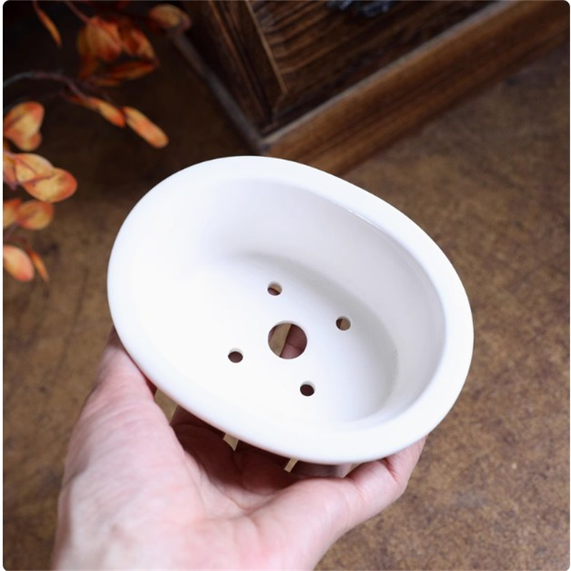 พอร์ซเลนสีขาวรูปไข่Bonsaiหม้อ, - Bonsai Garden For Desk บทวิจารณ์และราคา