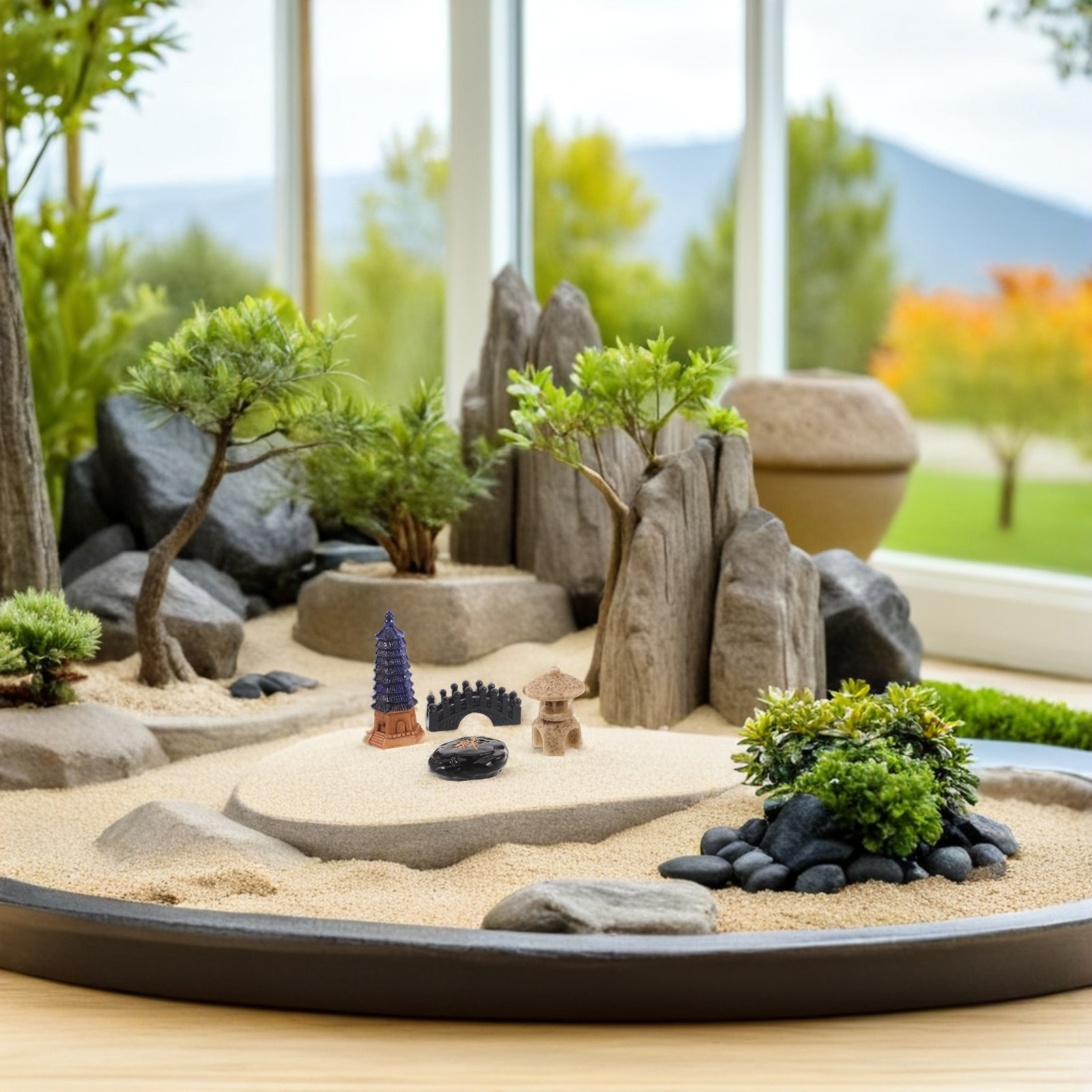 ชุดรูปปั้นเจดีย์ญี่ปุ่นขนาดเล็ - Bonsai Garden For Desk บทวิจารณ์และราคา