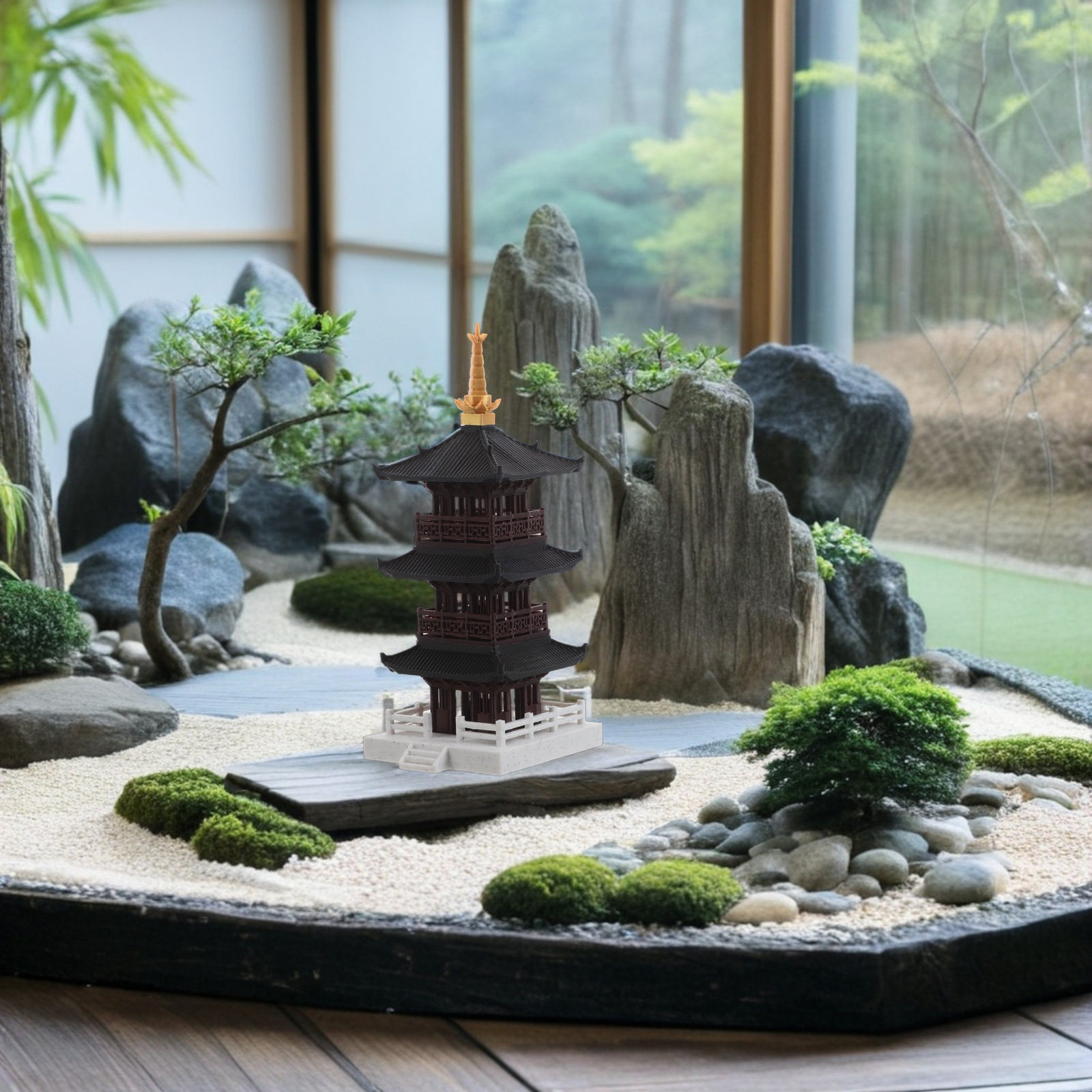 ประติมากรรมเจดีย์จีนขนาดเล็ก 3 - Bonsai Garden Set Up บทวิจารณ์และราคา